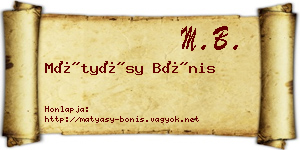 Mátyásy Bónis névjegykártya